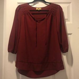 Burgundy half sleeve blouse